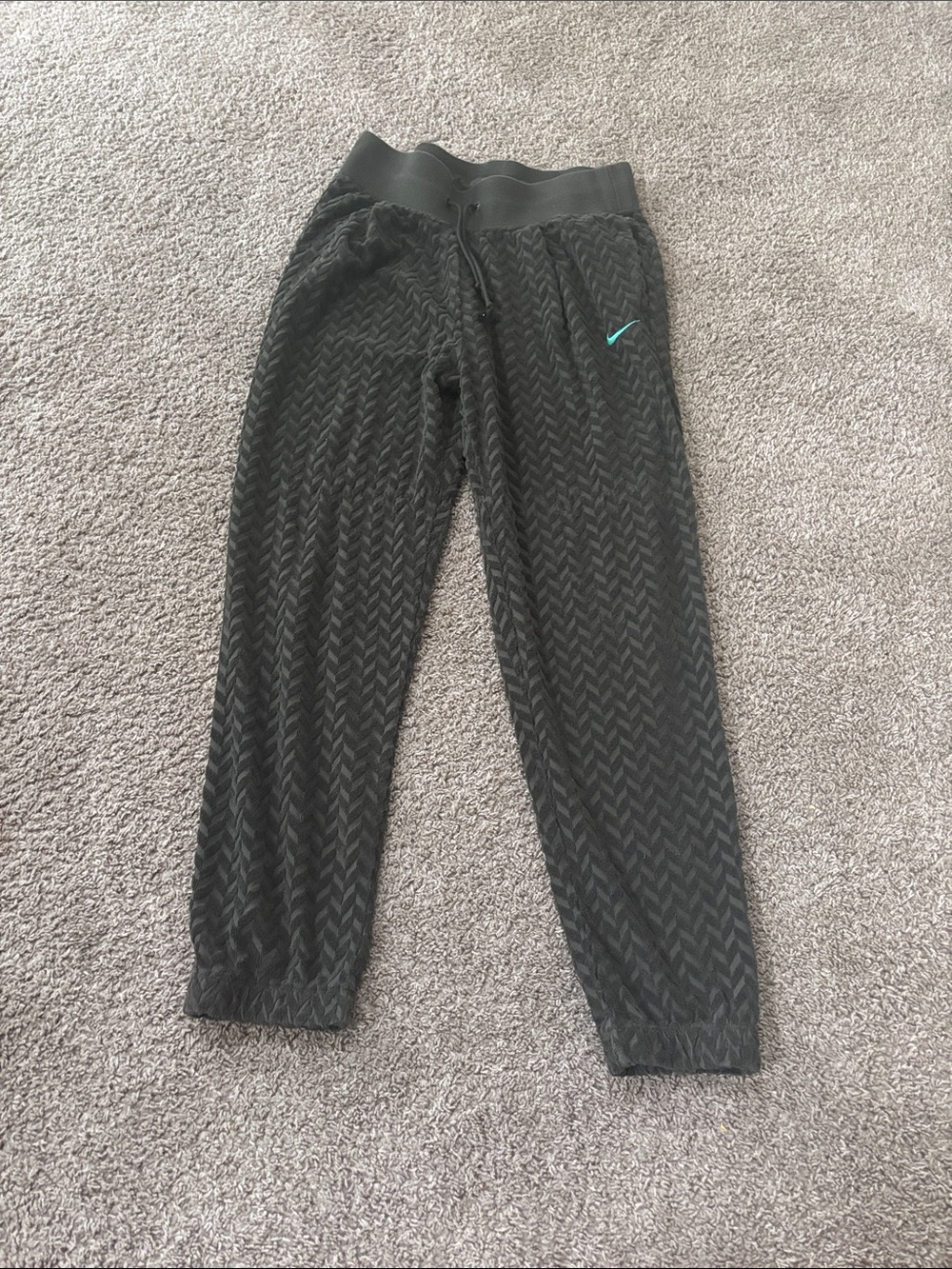 Women's Dark Green Jogger Pants with Teal Swoosh